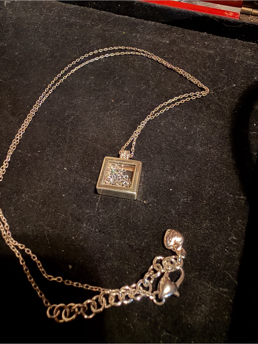 Brighton Silver-Tone Square Pendant Necklace with Crystal Accents